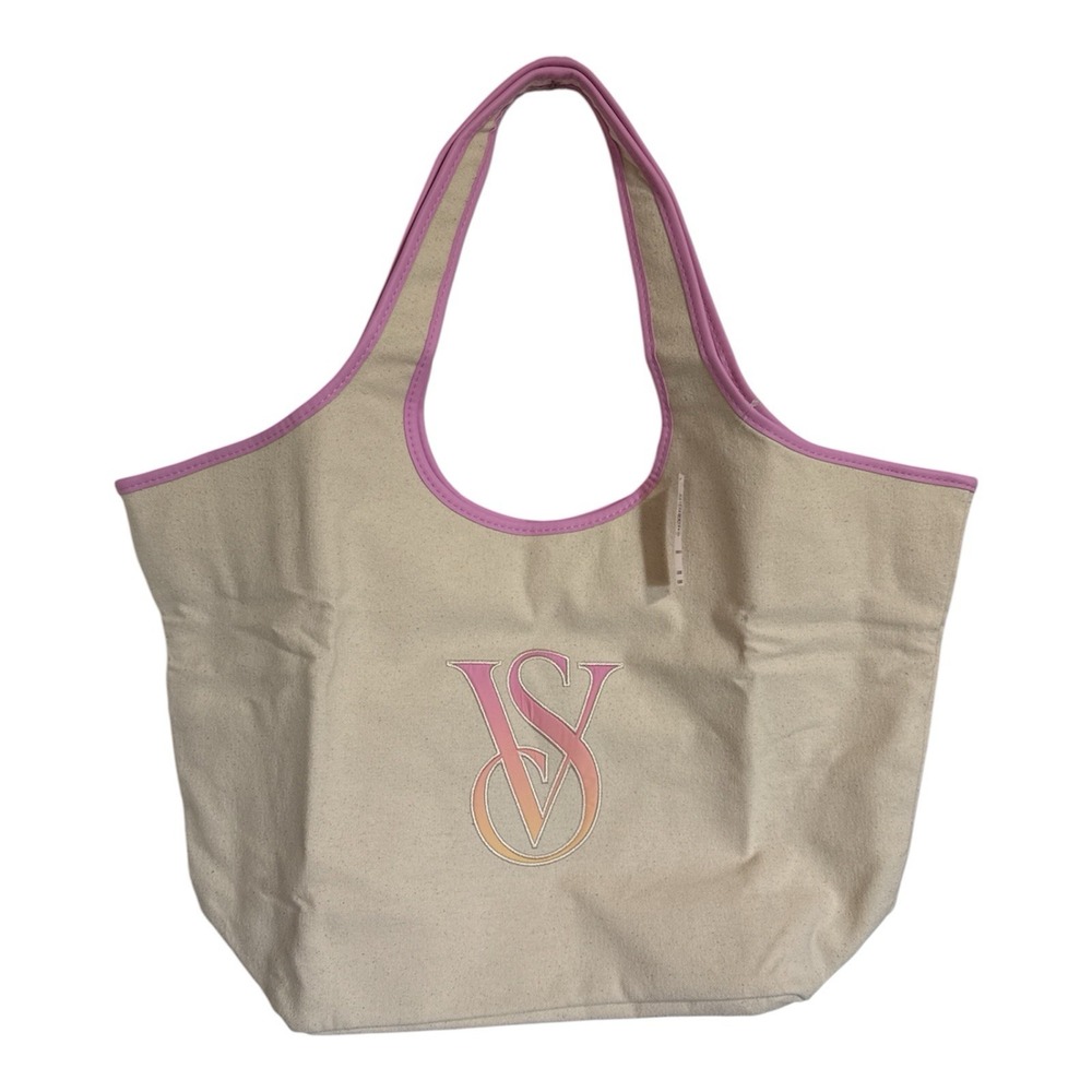 Victoria's Secret Canvas Tote Bag Ombre VS Logo Snaps Closed Limited Edition